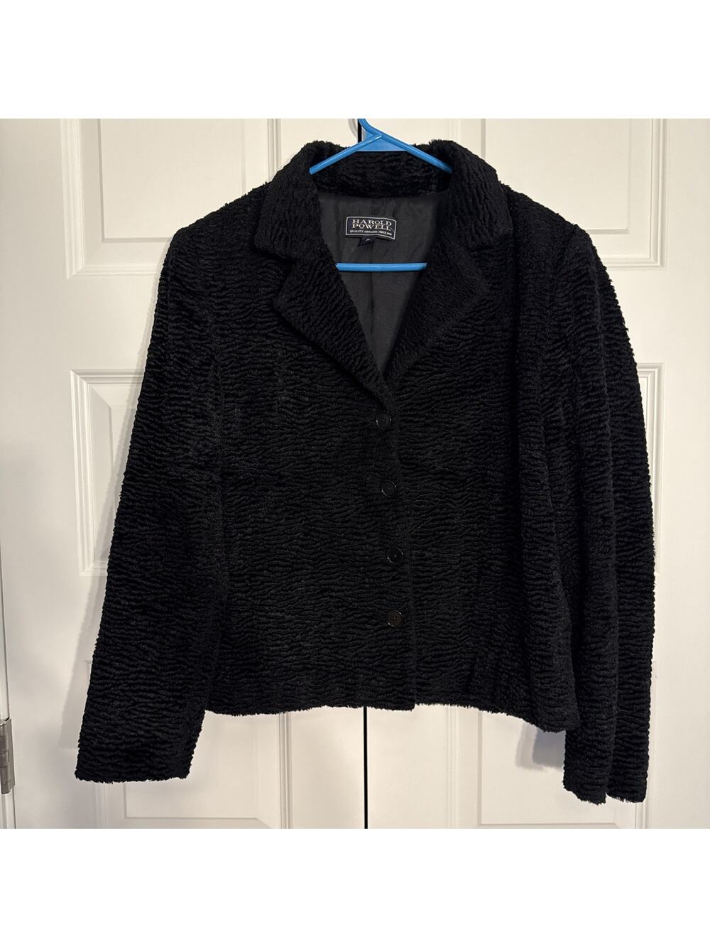 Harold Powell Women’s Black Blazer Jacket Size M Classic Career USA Made Texture